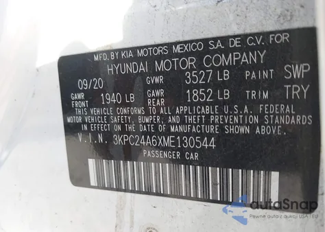 2021 Hyundai Accent Se из США, поврежденный, VIN 3KPC24A6XME130544